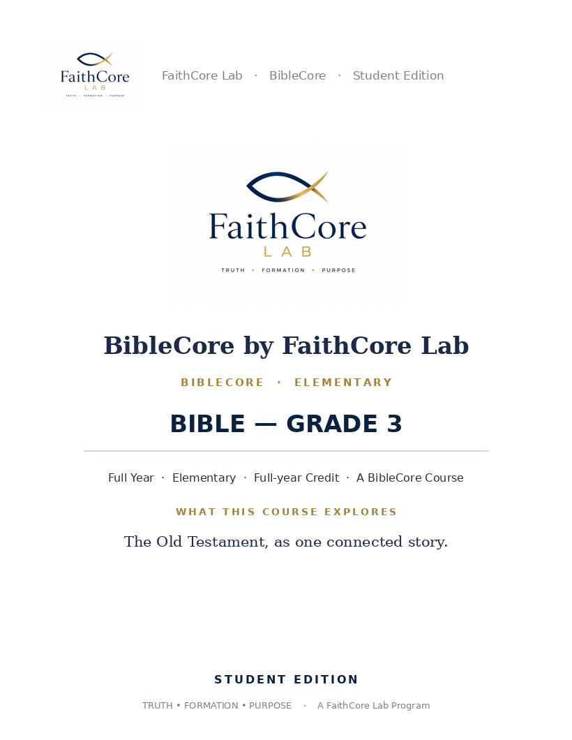 BibleCore Bible course cover, elementary grade